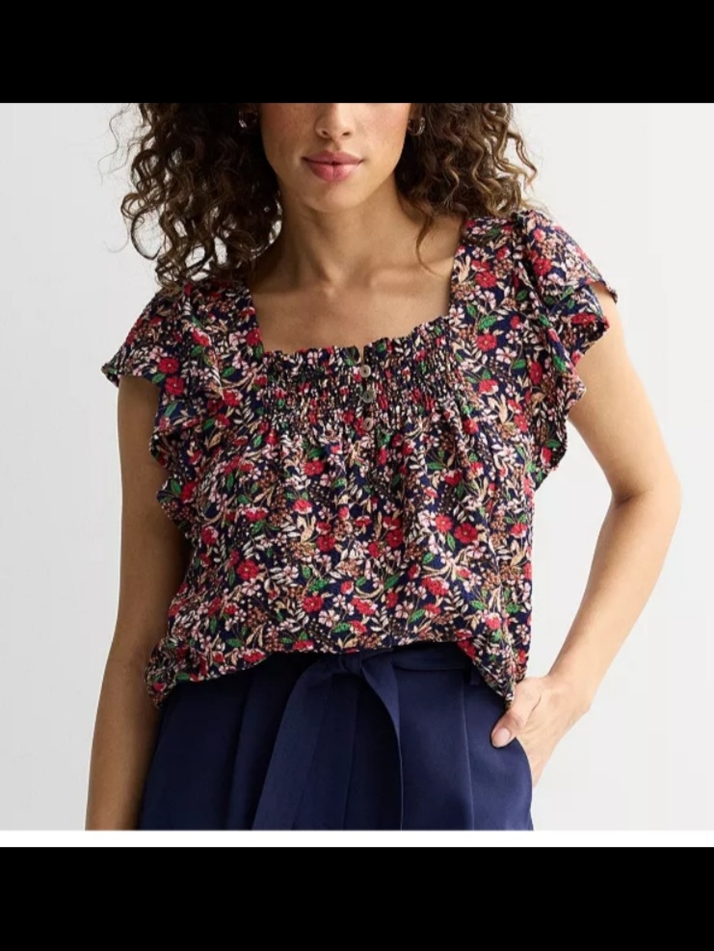 Draper James Floral Lightweight Square-Neck Top